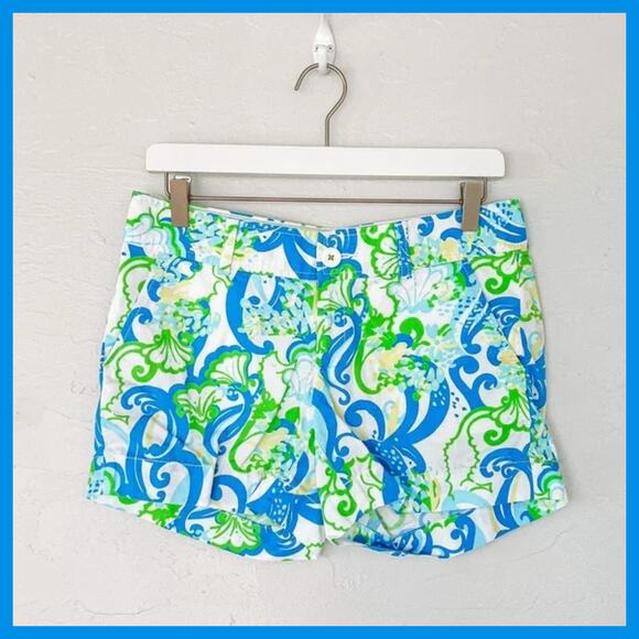 Lilly Pulitzer Blue and Green Callahan Shorts size 2 - Picture 1 of 5